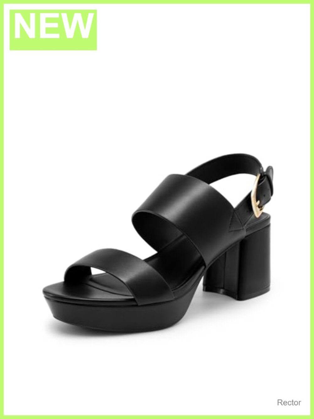Faux Leather Chunky Platform Block Heel Sandals Ankle Strap Cushioned